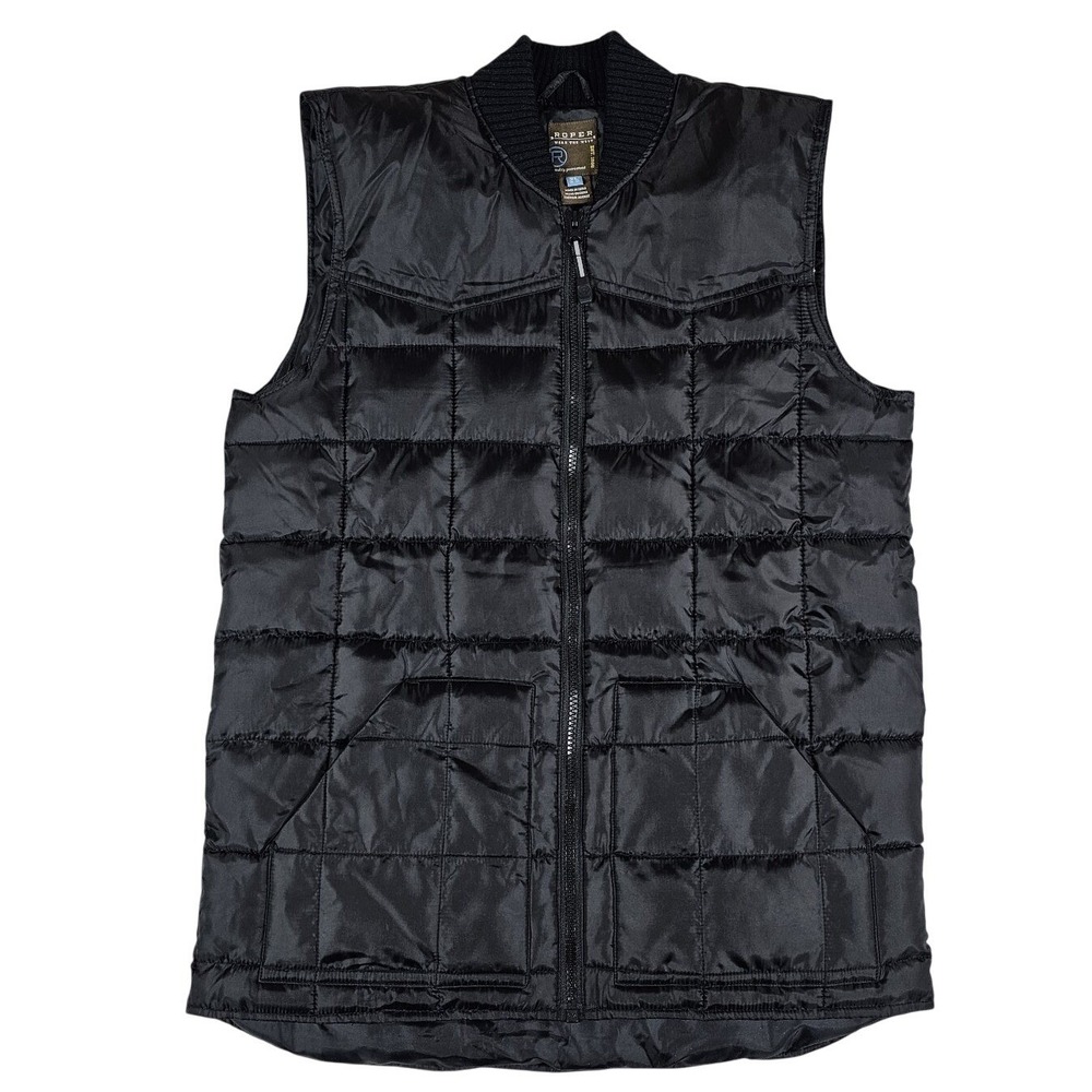 Roper Quilted Puffer Down Vest Women's XL Black Full Zip Western Cowboy Rodeo